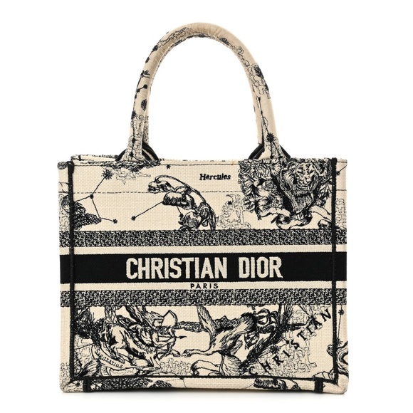 Dior Medium Book Tote Zodiac Embroidery Latte Black - Picture 1 of 6